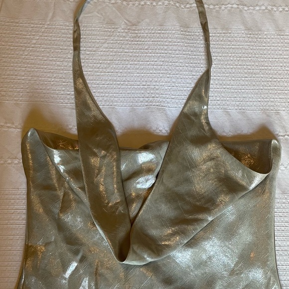 ZARA Silver Metallic Halter Mini Dress - Picture 3 of 10